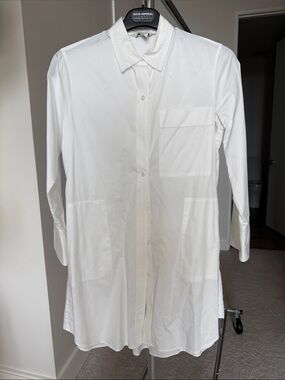 Club Monaco White Longline Button Down Shirt